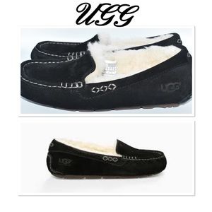 UGG Ansley Black Suede Shearling Lining Slippers 7